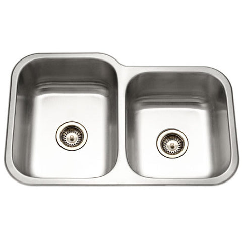 Houzer 32" Stainless Steel Undermount 60/40 Double Bowl Kitchen Sink, 20 Gauge, EC-3208SR-1
