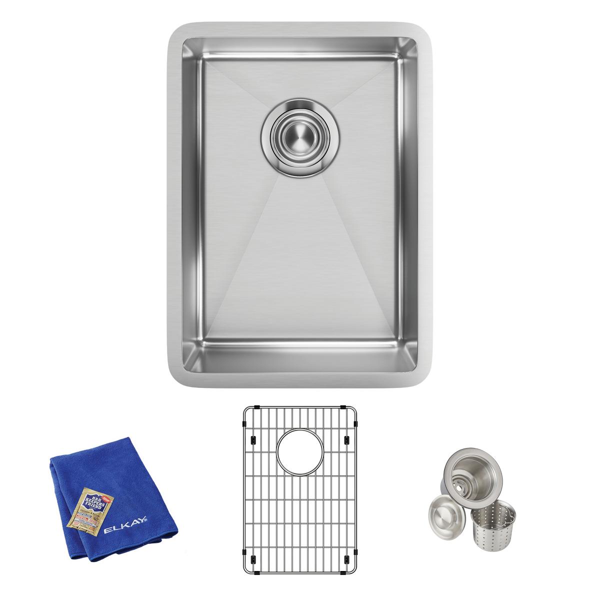 Elkay Crosstown 14" Stainless Steel Bar Sink, Polished Satin, ECTRU12179TC