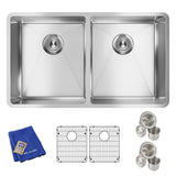 Elkay Crosstown 32" Stainless Steel Kitchen Sink, 50/50 Double Bowl, 18 Gauge, Polished Satin, ECTRU31179TC