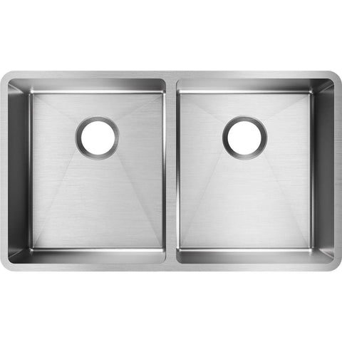 Elkay Crosstown 32" Stainless Steel Kitchen Sink, 50/50 Double Bowl, Polished Satin, ECTRU31179T
