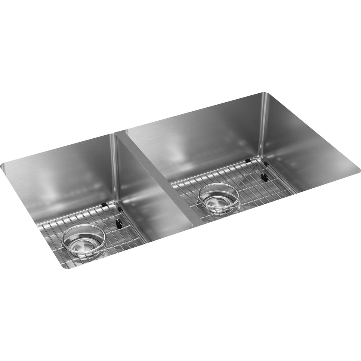 Elkay Crosstown 32" Stainless Steel Kitchen Sink, 40/60 Double Bowl, Polished Satin, ECTRU32179LTC - The Sink Boutique