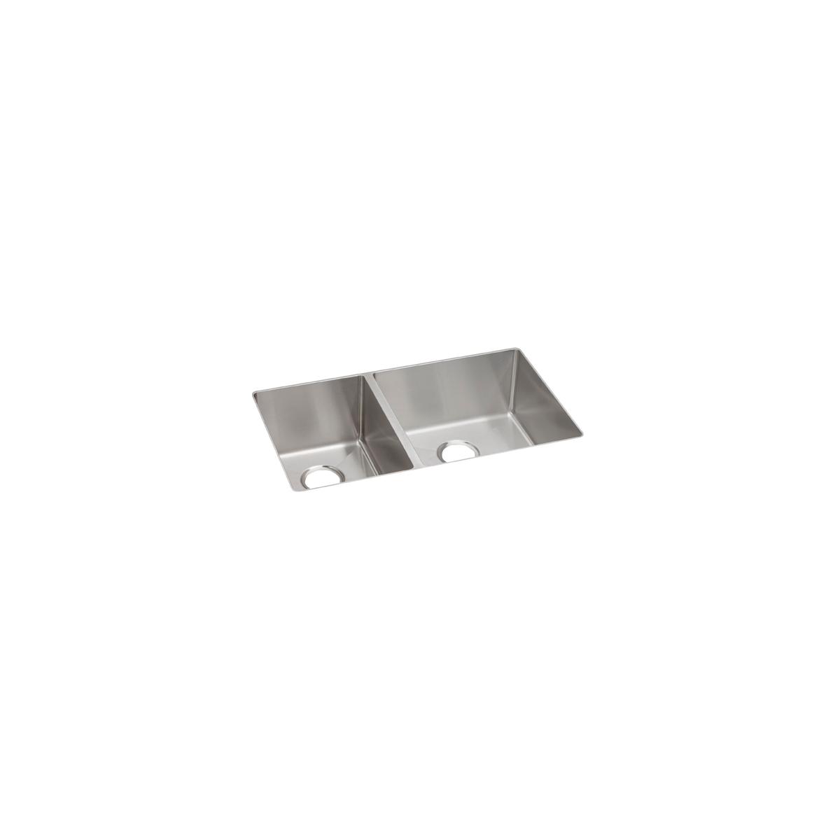 Elkay Crosstown 32" Stainless Steel Kitchen Sink, 40/60 Double Bowl, 18 Gauge, Polished Satin, ECTRU32179LT