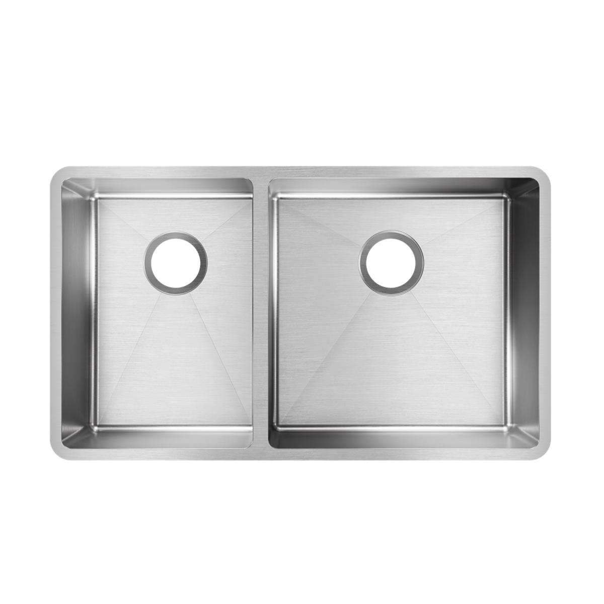 Elkay Crosstown 32" Stainless Steel Kitchen Sink, 40/60 Double Bowl, 18 Gauge, Polished Satin, ECTRU32179LT