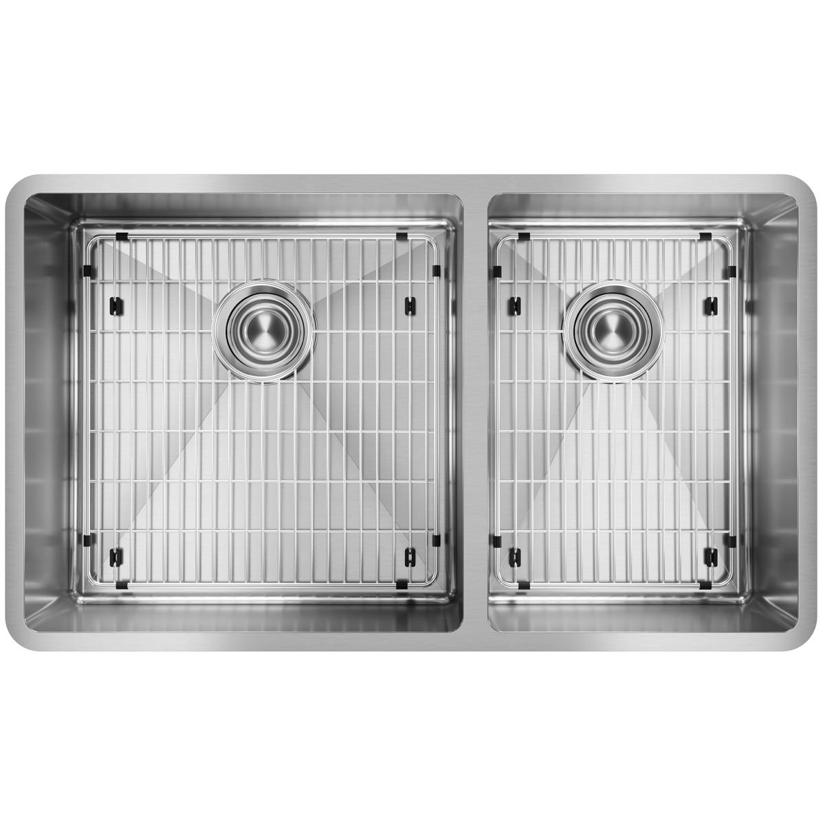 Elkay Crosstown 32" Stainless Steel Kitchen Sink, 60/40 Double Bowl, Polished Satin, ECTRU32179RTC