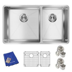 Alternate Image for Elkay Crosstown 32" Stainless Steel Kitchen Sink, 60/40 Double Bowl, 18 Gauge, Polished Satin, ECTRU32179RTC