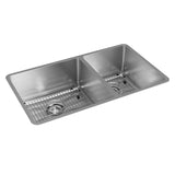 Elkay Crosstown 32" Stainless Steel Kitchen Sink, 60/40 Double Bowl, 18 Gauge, Polished Satin, ECTRU32179RTC