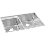 Elkay Crosstown 33" Stainless Steel Kitchen Sink, 45/55 Double Bowl, Polished Satin, ECTRUD31199L3 - The Sink Boutique