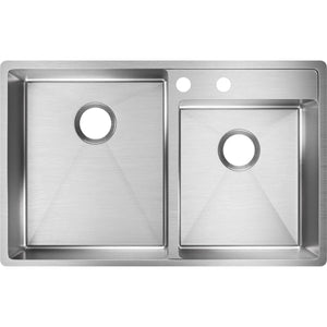 Alternate Image for Elkay Crosstown 33" Stainless Steel Kitchen Sink, 55/45 Double Bowl, 18 Gauge, Polished Satin, ECTRUD31199R2