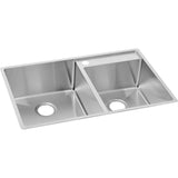 Elkay Crosstown 33" Stainless Steel Kitchen Sink, 55/45 Double Bowl, Polished Satin, ECTRUD31199R3 - The Sink Boutique