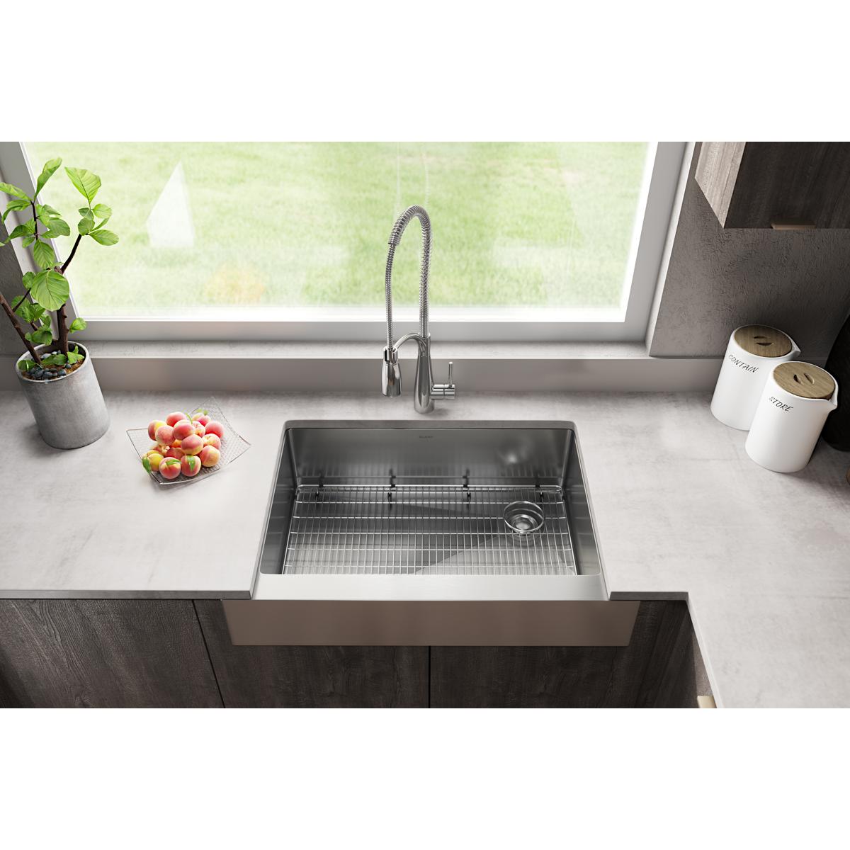 Elkay Crosstown 36" Stainless Steel Farmhouse Kitchen Sink, 18 Gauge, Polished Satin, ECTRUF30179RC