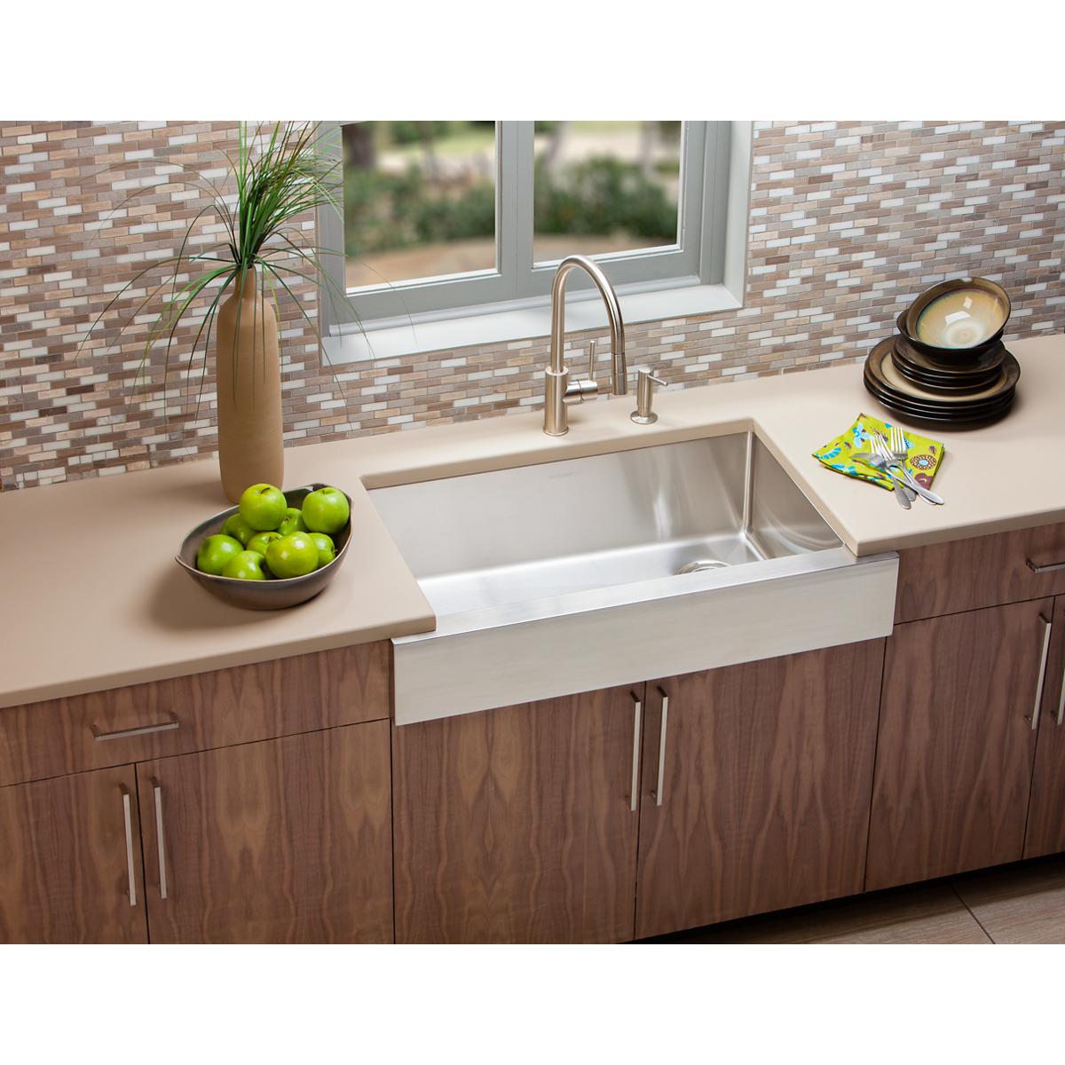 Elkay Crosstown 36" Stainless Steel Farmhouse Kitchen Sink, 18 Gauge, Polished Satin, ECTRUF30179R