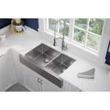 Elkay Crosstown 36" Stainless Steel Farmhouse Kitchen Sink, 60/40 Double Bowl, Polished Satin, ECTRUF32179R - The Sink Boutique