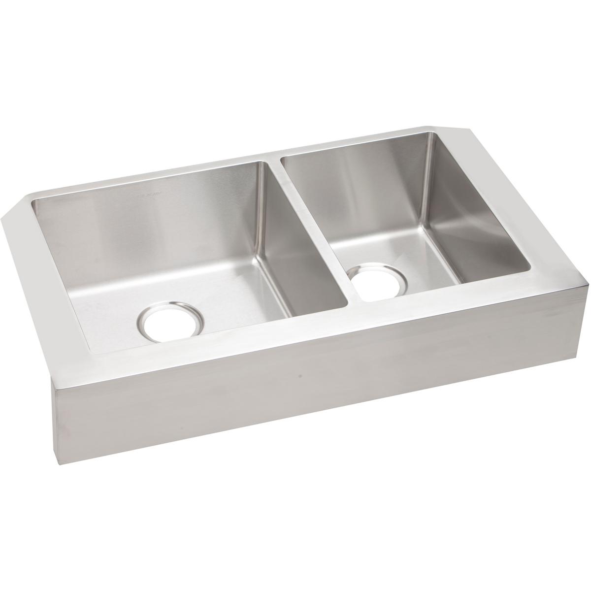 36" Apron Front Farmhouse Sink - 16 Gauge Stainless Steel, 60/40 Double Bowl, Undermount, Brushed Finish