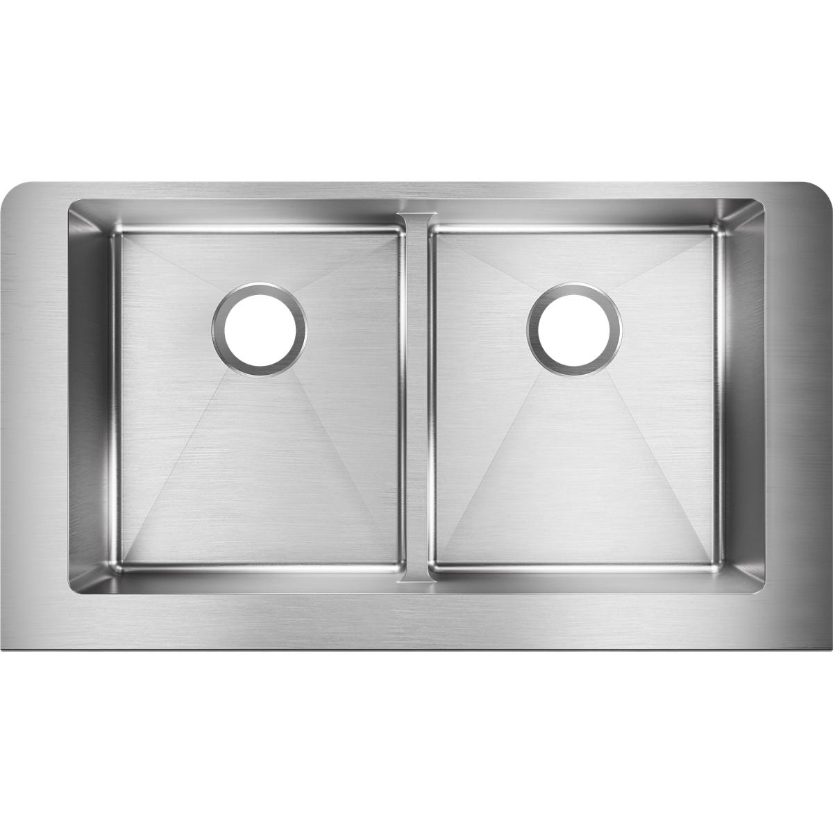 Elkay Crosstown 36" Stainless Steel Farmhouse Kitchen Sink, 50/50 Double Bowl, Polished Satin, ECTRUFA32179