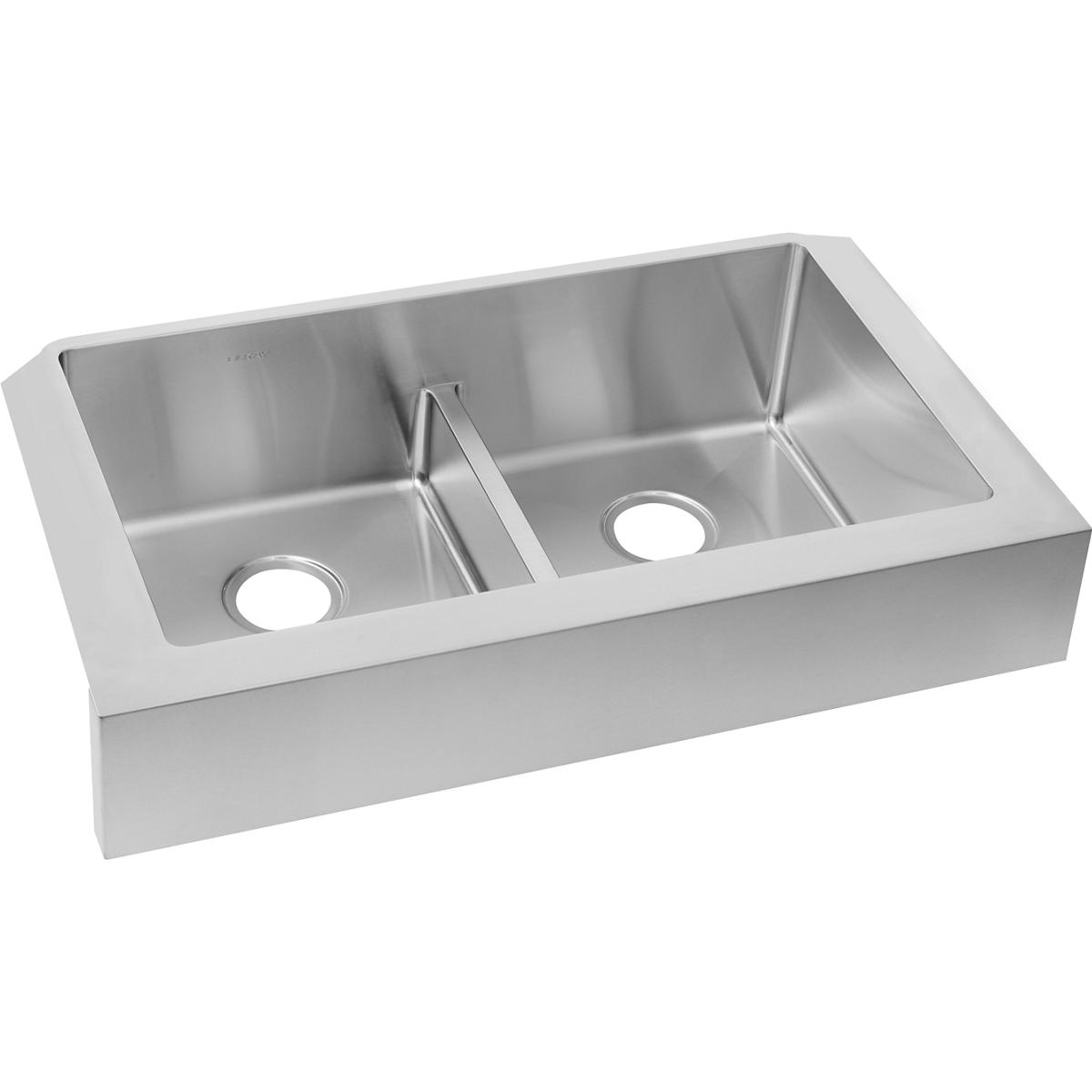 Elkay Crosstown 36" Stainless Steel Farmhouse Kitchen Sink, 50/50 Double Bowl, Polished Satin, ECTRUFA32179 - The Sink Boutique