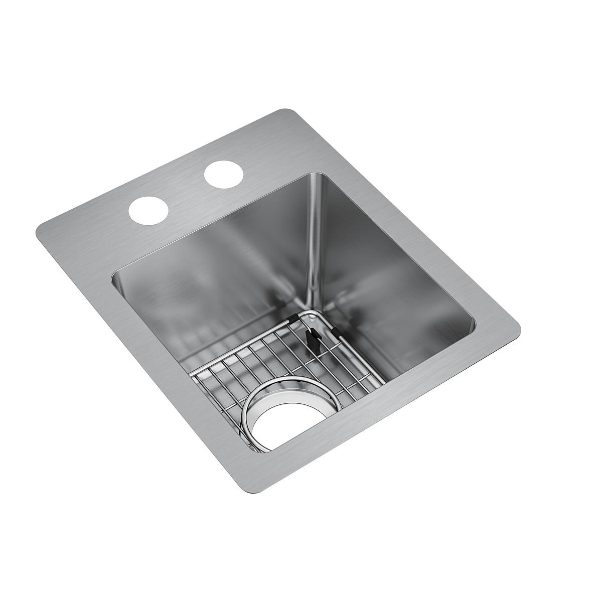 Elkay Crosstown 13" Stainless Steel Bar Sink Kit, Polished Satin, ECTSR13169TBG2