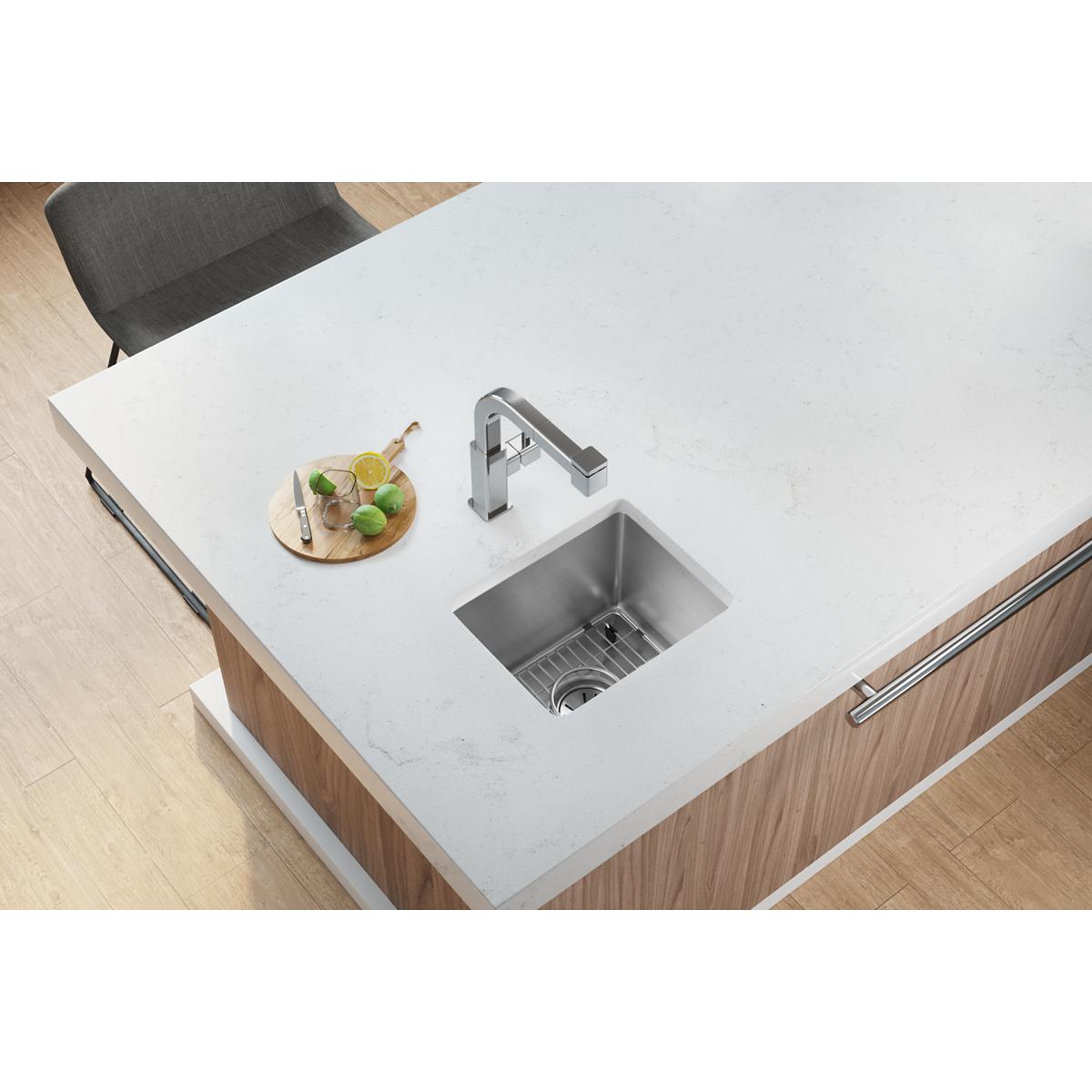 Elkay Crosstown 15" Stainless Steel Bar Sink Kit, Polished Satin, ECTSR15159TBG2 - The Sink Boutique