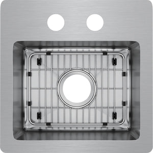 Alternate Image for Elkay Crosstown 15" Stainless Steel Bar Sink Kit, Polished Satin, 2 Faucet Holes, ECTSR15159TBG2