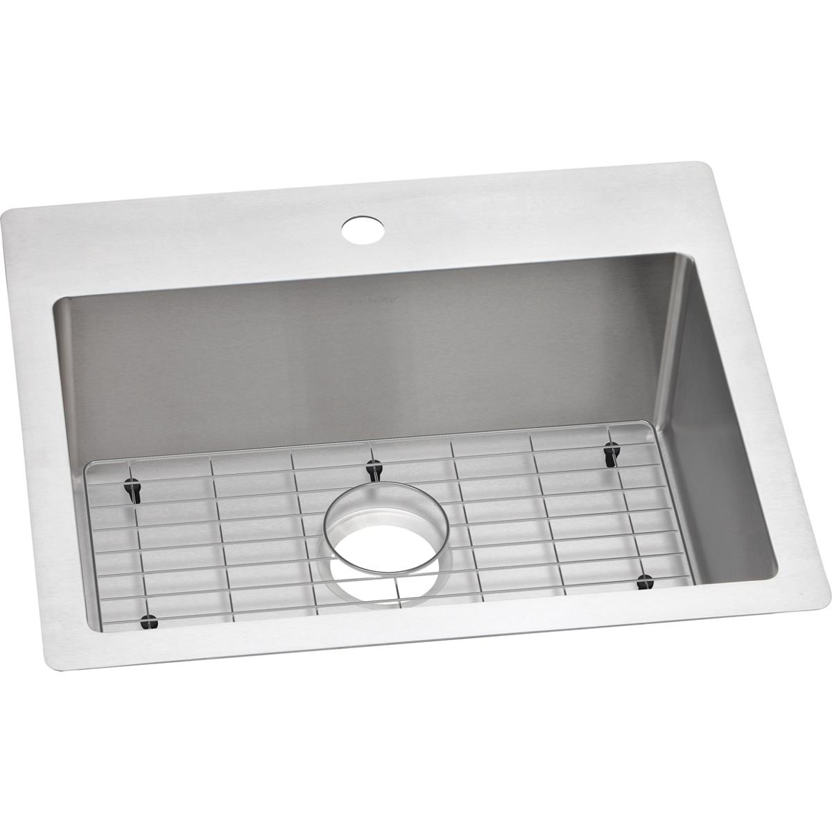 Elkay Crosstown 25" Stainless Steel Kitchen Sink Kit, Polished Satin, ECTSR25229TBG1 - The Sink Boutique