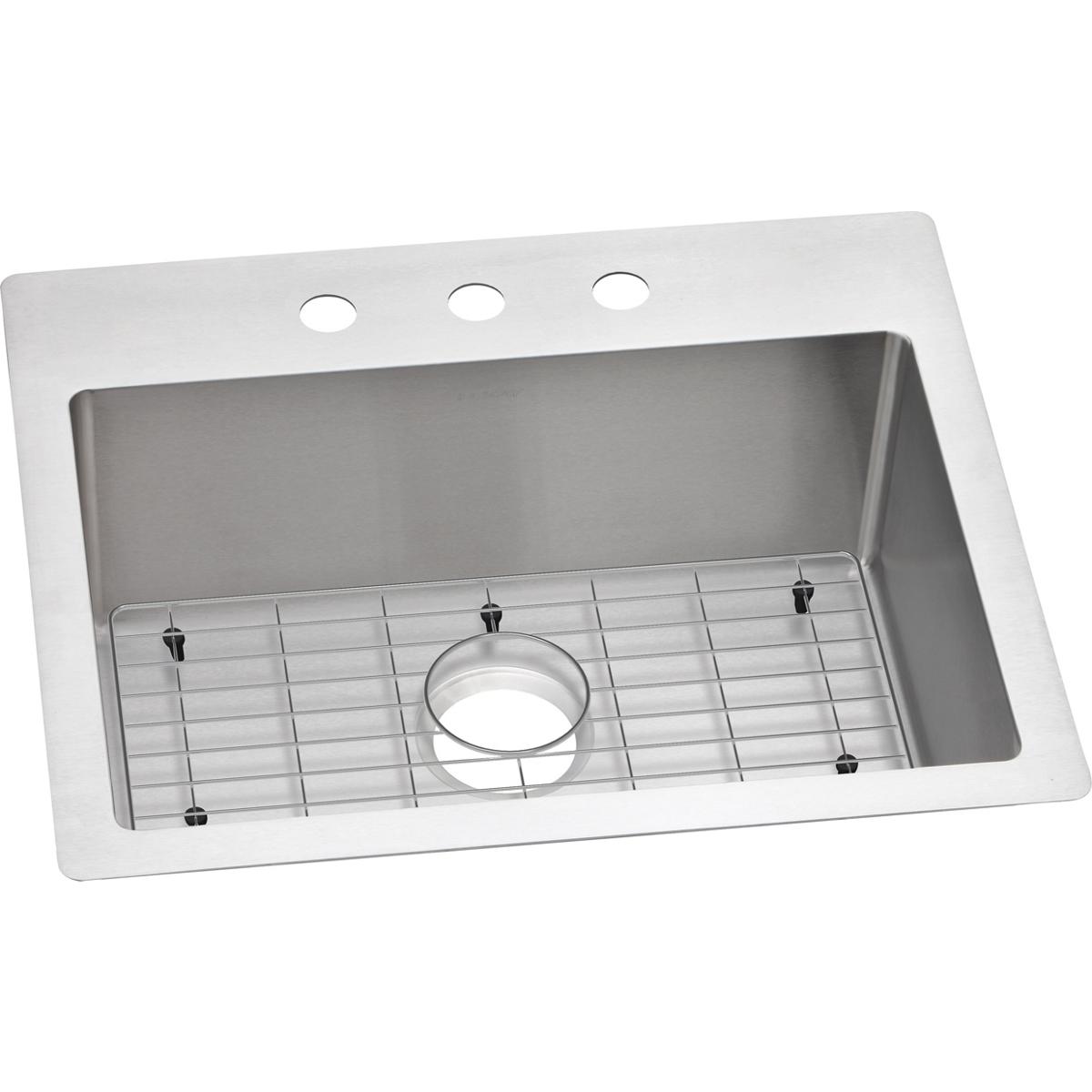 Elkay Crosstown 25" Stainless Steel Kitchen Sink Kit, Polished Satin, ECTSR25229TBG3 - The Sink Boutique