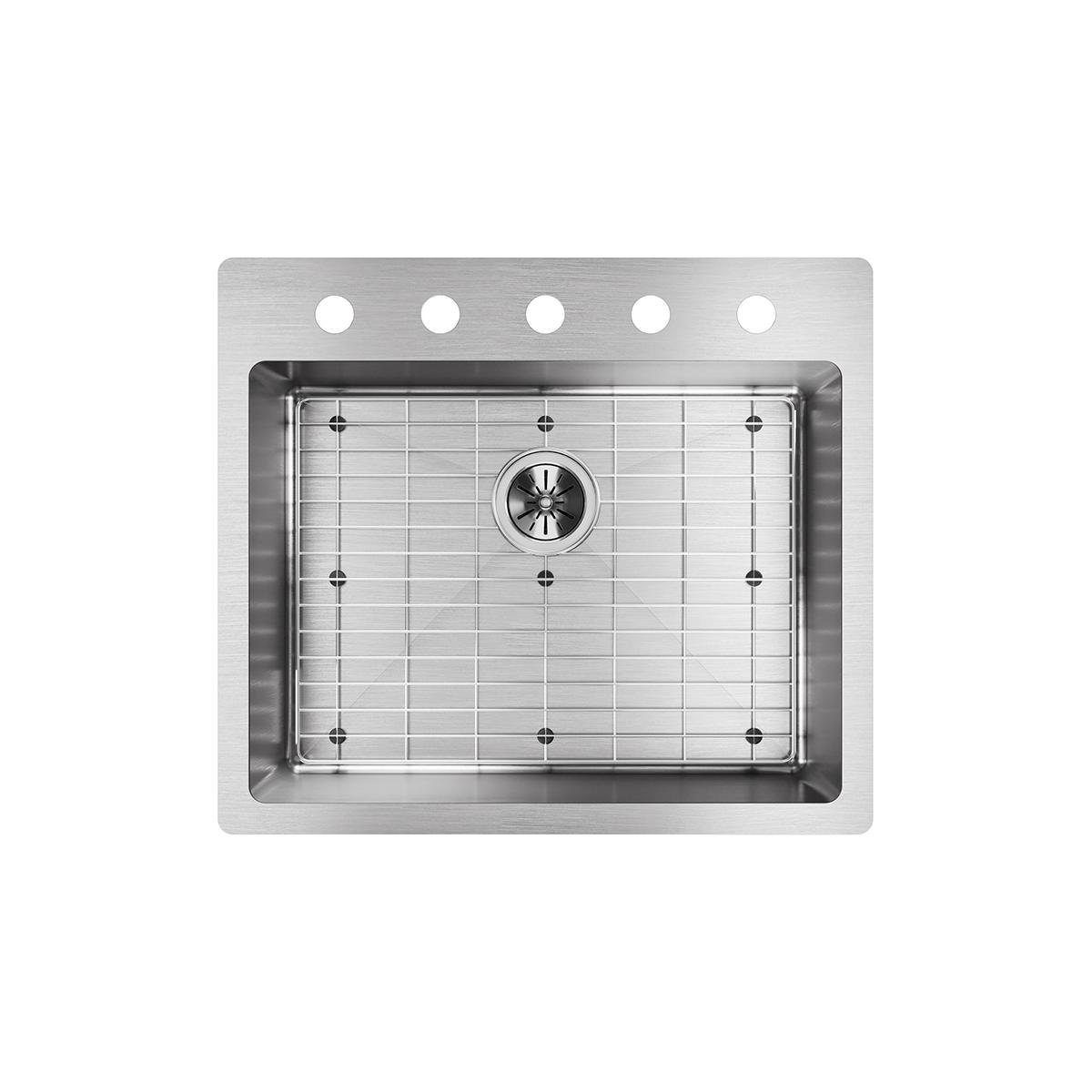 Elkay Crosstown 25" Stainless Steel Kitchen Sink Kit, Polished Satin, ECTSR25229TBG5
