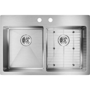 Alternate Image for Elkay Crosstown 33" Stainless Steel Kitchen Sink, 50/50 Double Bowl, 18 Gauge, Sink Kit, Polished Satin, 2 Faucet Hole, ECTSR33229TBG2