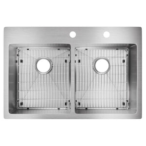 Alternate Image for Elkay Crosstown 33" Stainless Steel Kitchen Sink, 50/50 Double Bowl, 18 Gauge, Sink Kit, Polished Satin, FR2 Faucet Hole, ECTSR33229TBGFR2