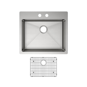 Alternate Image for Elkay Crosstown 25" Stainless Steel Kitchen Sink Kit, Polished Satin, 2 Faucet Hole, ECTSRAD25226TBG2