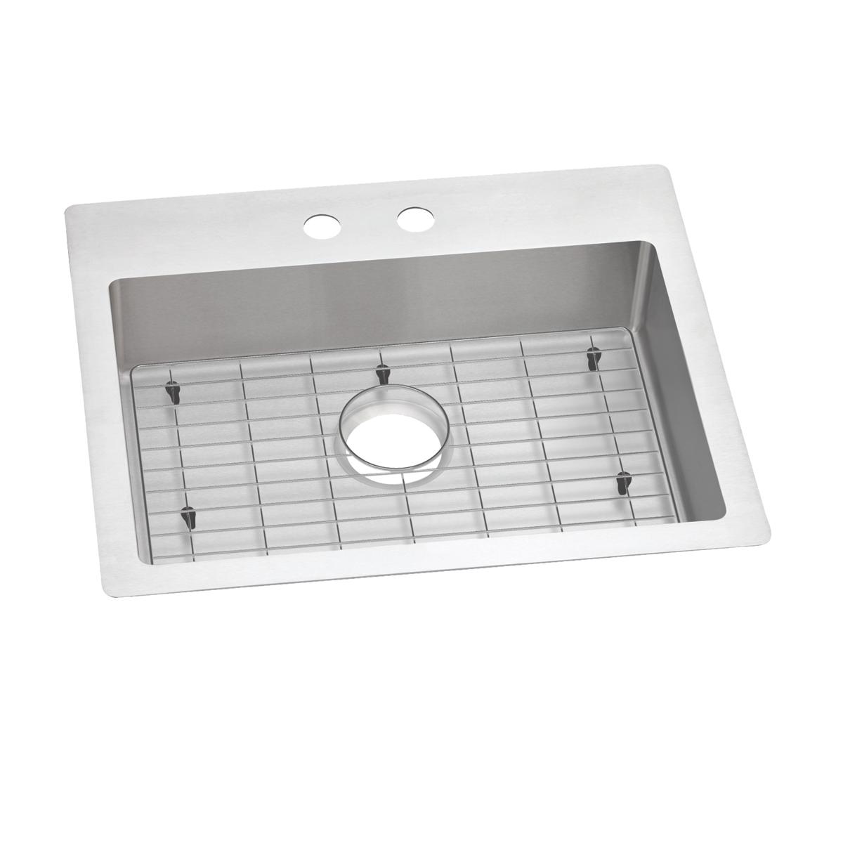 Elkay Crosstown 25" Stainless Steel Kitchen Sink Kit, Polished Satin, 2 Faucet Hole, ECTSRAD25226TBG2