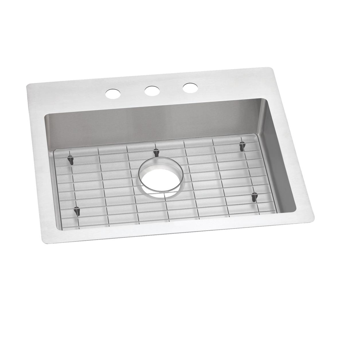 Elkay Crosstown 25" Dual Mount Stainless Steel ADA Kitchen Sink Kit, Single Bowl, 18 Gauge, Polished Satin, 3 Faucet Hole, ECTSRAD25226TBG3