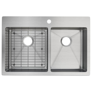 Alternate Image for Elkay Crosstown 33" Stainless Steel Kitchen Sink, 55/45 Double Bowl, 18 Gauge, Sink Kit, Polished Satin, ECTSRO33229RTBG1