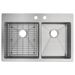 Alternate Image for Elkay Crosstown 33" Stainless Steel Kitchen Sink, 55/45 Double Bowl, 18 Gauge, Sink Kit, Polished Satin, ECTSRO33229RTBG2