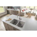 Elkay Crosstown 33" Stainless Steel Kitchen Sink, 55/45 Double Bowl, Sink Kit, Polished Satin, ECTSRO33229RTBG2 - The Sink Boutique