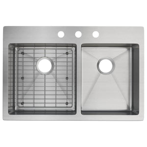 Alternate Image for Elkay Crosstown 33" Stainless Steel Kitchen Sink, 55/45 Double Bowl, 18 Gauge, Sink Kit, Polished Satin, ECTSRO33229RTBG3