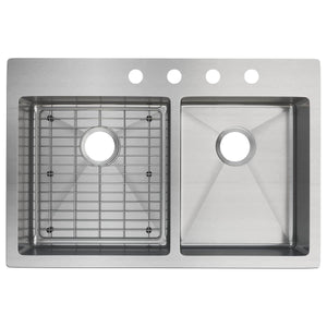 Alternate Image for Elkay Crosstown 33" Stainless Steel Kitchen Sink, 55/45 Double Bowl, 18 Gauge, Sink Kit, Polished Satin, ECTSRO33229RTBG4