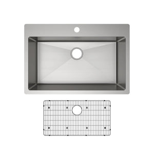 Alternate Image for Elkay Crosstown 33" Stainless Steel Kitchen Sink Kit, Polished Satin, 1 Faucet Hole, ECTSRS33229TBG1