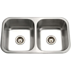 Alternate Image for Houzer 32" Stainless Steel Undermount 50/50 Double Bowl Kitchen Sink, 20 Gauge, ED-3108-1