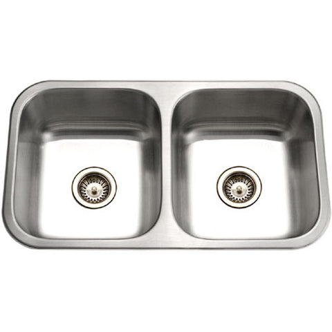 Houzer 32" Stainless Steel Undermount 50/50 Double Bowl Kitchen Sink, 20 Gauge, ED-3108-1
