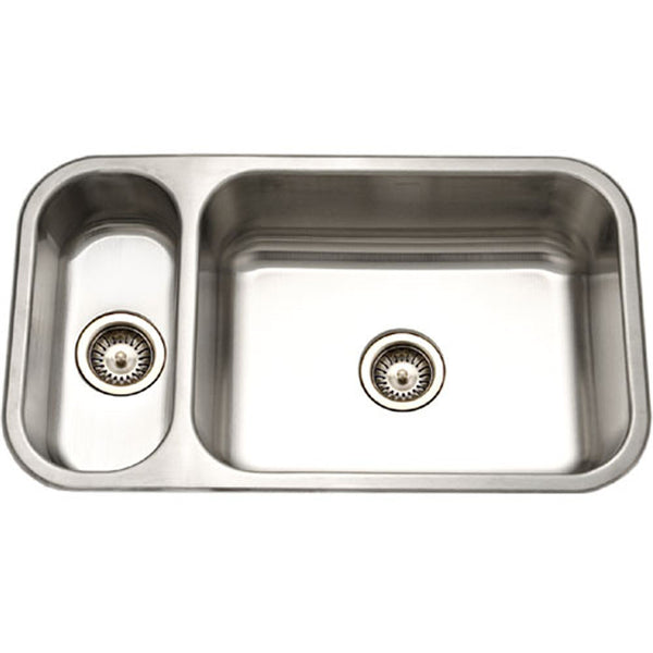 Houzer 32" Stainless Steel Undermount Double Bowl Kitchen Sink, 20 Gauge, Reversible, EHD-3118-1