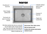 Karran 25" Drop In/Topmount Stainless Steel Kitchen Sink with Accessories, 16 Gauge, EL-30-PK1