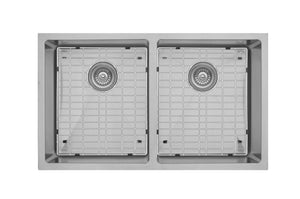 Alternate Image for Karran 32" Undermount Stainless Steel Kitchen Sink, 50/50 Double Bowl, 16 Gauge, EL-76-PK1