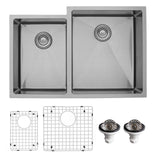 Karran Elite 33" Undermount Stainless Steel Kitchen Sink with Accessories, 40/60 Double Bowl, 16 Gauge, EL-78L-PK1