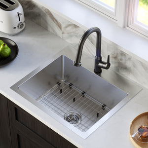 Alternate Image for Karran 25" Drop In/Topmount Stainless Steel Kitchen Sink with Accessories, 16 Gauge, EL-30-PK1