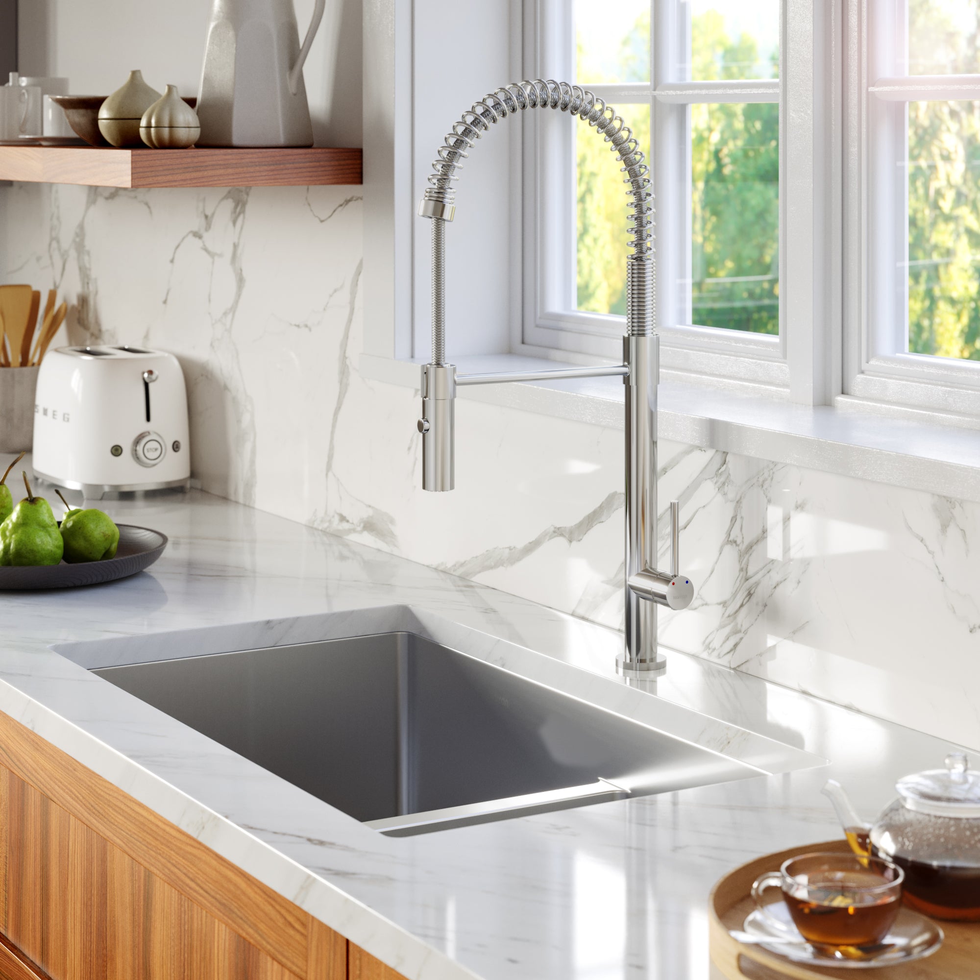 Karran 32" Undermount Stainless Steel Kitchen Sink with Accessories, 60/40 Double Bowl, 16 Gauge, EL-77-PK1