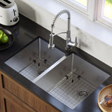 Karran Elite 33" Undermount Stainless Steel Kitchen Sink with Accessories, 40/60 Double Bowl, 16 Gauge, EL-78L-PK1