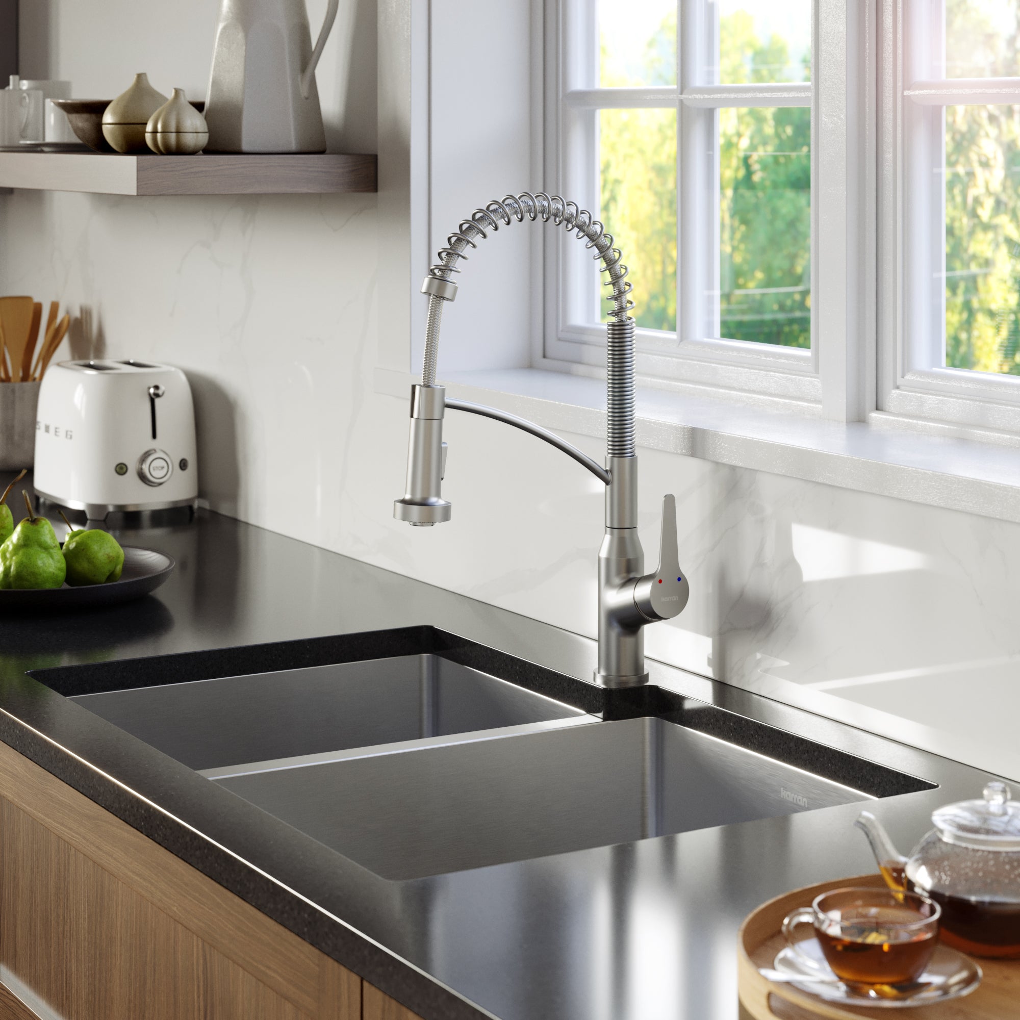Karran Elite 33" Undermount Stainless Steel Kitchen Sink with Accessories, 40/60 Double Bowl, 16 Gauge, EL-78L-PK1