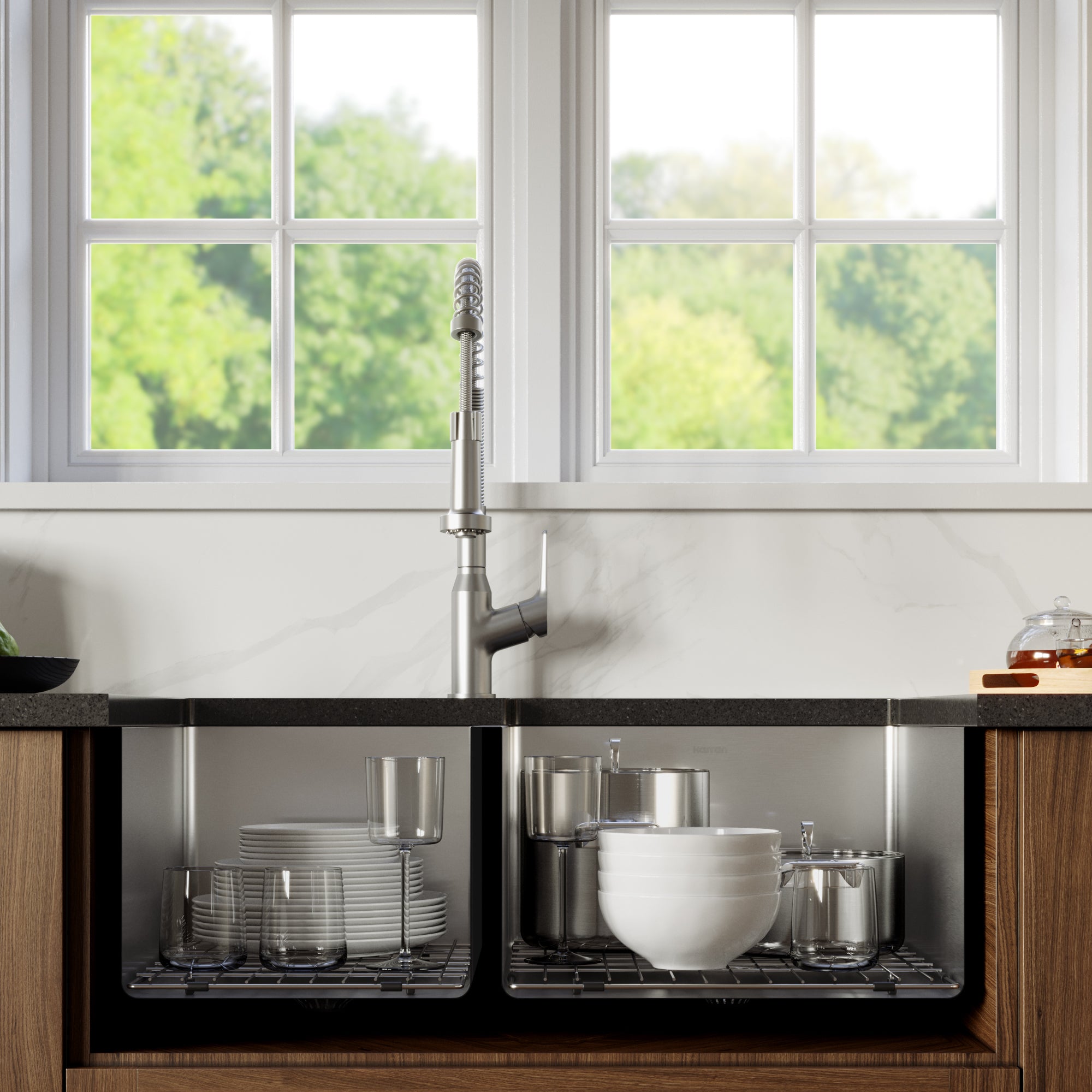 Karran Elite 33" Undermount Stainless Steel Kitchen Sink with Accessories, 40/60 Double Bowl, 16 Gauge, EL-78L-PK1