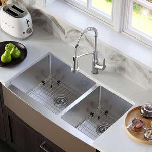 Alternate Image for Karran 36" Stainless Steel Farmhouse Sink with Accessories, 60/40 Double Bowl, 16 Gauge, EL-87-PK1