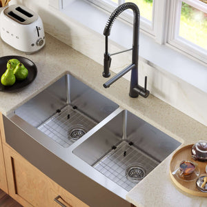 Alternate Image for Karran Elite 36" Stainless Steel Farmhouse Sink with Accessories, 50/50 Double Bowl, 16 Gauge, EL-88-PK1
