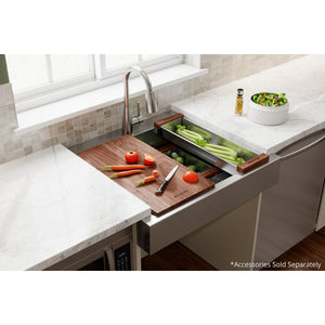 Alternate Image for Elkay 30" Stainless Steel ADA Workstation Farmhouse Sink, Polished Satin, 1 Faucet Hole, ELDSSF30279DBG